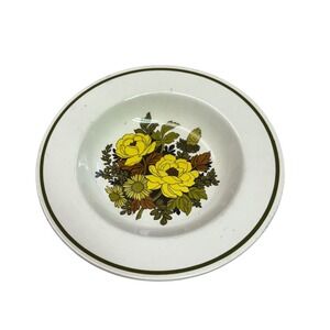 Grindley Mayflower Soup Bowl Staffordshire England Yellow Floral Ironstone 8.75"